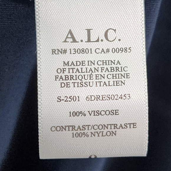 A.L.C. Alessia Navy Asymmetrical Dress with Black Lace - Picture 8 of 11